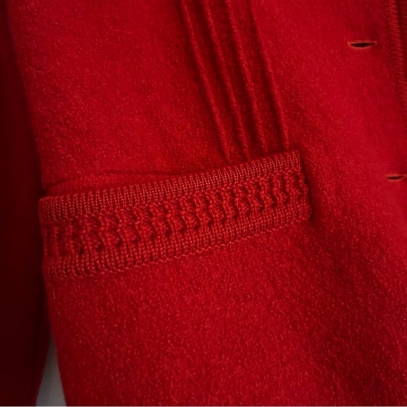 Vintage Red Wool Cardigan Sweater with Beautiful Buttons Made in Austria - Picture 5 of 8